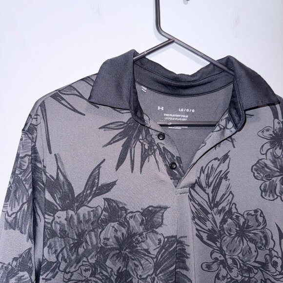 Under Armour Mens Playoff Polo Shirt Floral Print Black & Gray Size L - Picture 2 of 5